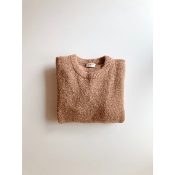 Aritzia BABATON Calvin Camel Tan Mohair Alpaca Knit Crew Neck Sweater, Size M - Picture 6 of 16